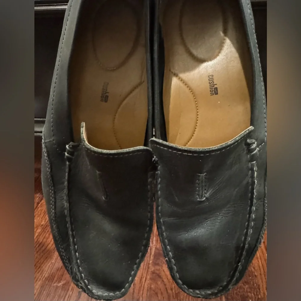 Clarks Ashmont Race Mens Black Leather Slip On Moccasin Loafer Driving Shoes 12